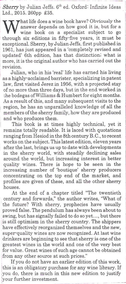 'exceptional' is how some people have described <a href="/JulianJeffs/">Julian Jeffs</a>' #Sherry, sixth edition