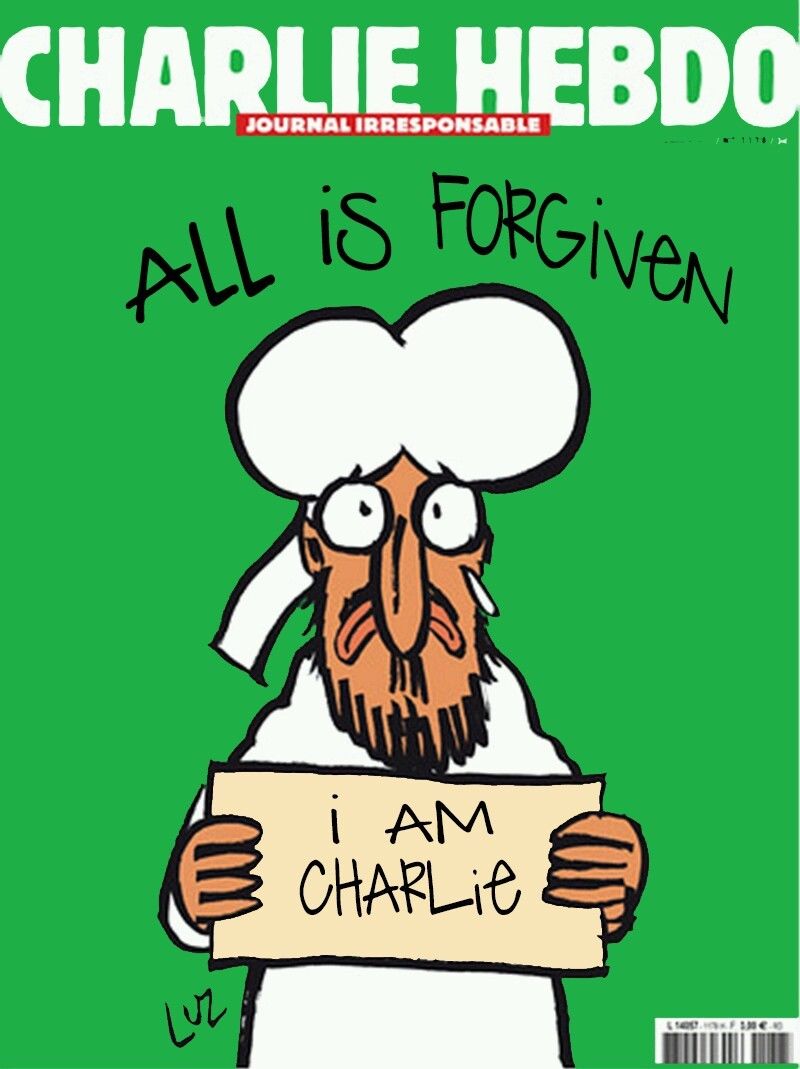 CharliehebdoUK's tweet photo. DOWNLOAD #Charliehebdo English edition here >> http://t.co/NzG2sUrJgL http://t.co/zpi4mrZFTl