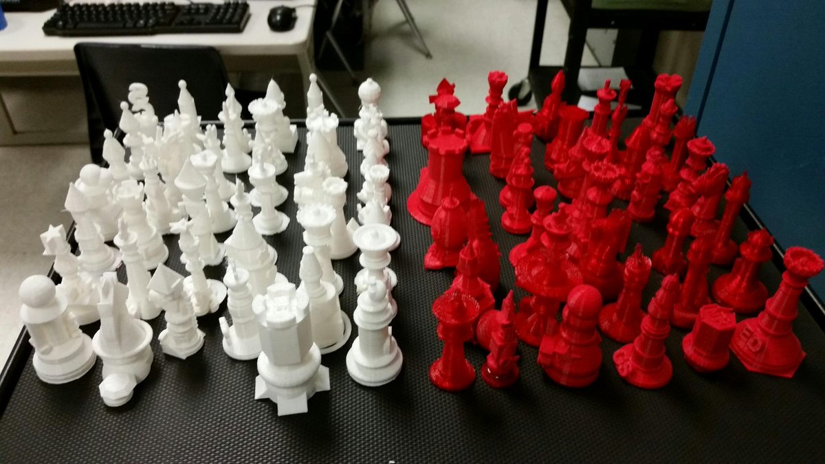 LRobtisoniii's tweet image. My 1st trimester 7th &amp;amp; 8th Grade Students resigned chess pieces using 3D software &amp;amp; our own Tech 3D printer #LMSTech