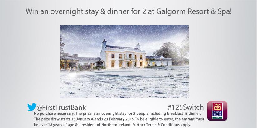 AIB_NI's tweet photo. Fancy winning a stay for two @GalgormResort? RT & Follow us to enter! T&Cs apply http://t.co/LDtszo89Bt #125Switch http://t.co/oqES0Jeu3B