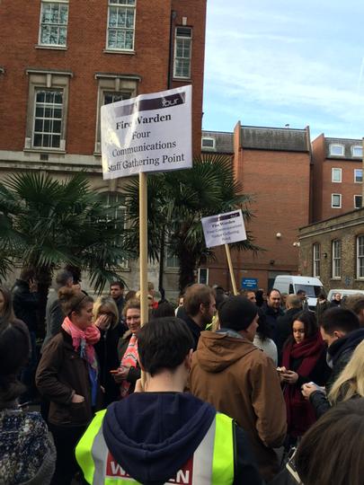 Today's fire drill at work. It's hard to miss us!!