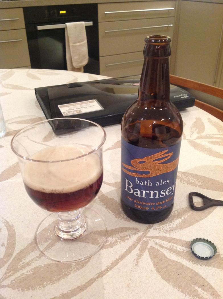 woodboroughpark's tweet photo. Bath Ales. Barnsley dark bitter; 4.5%. Don't really know what it tastes like as it is not touching the sides; #53togo http://t.co/JQxf1lRwTT