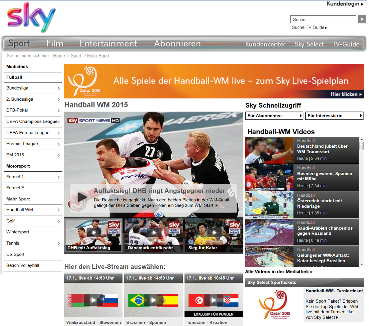 Unser #SkyHandball-WM-Special: Videos, Live-Ticker, Streams, O-Töne &amp; mehr auf sky.de/handballwm. #Qatar2015
