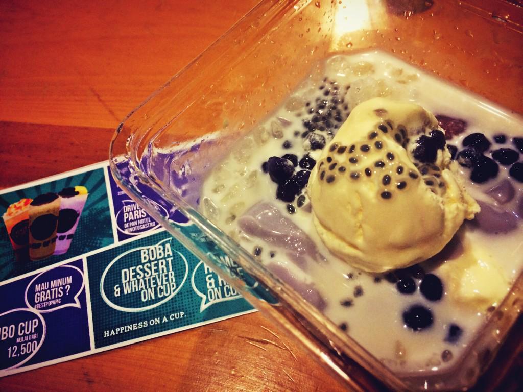 PopacupPlus's tweet photo. NEW TAIWAN DESSERT ! QQ Taro : taro pudding, taro balls, taro mini pearl, pearl &amp; vanilla ice cream. http://t.co/iGsj3c0jkW