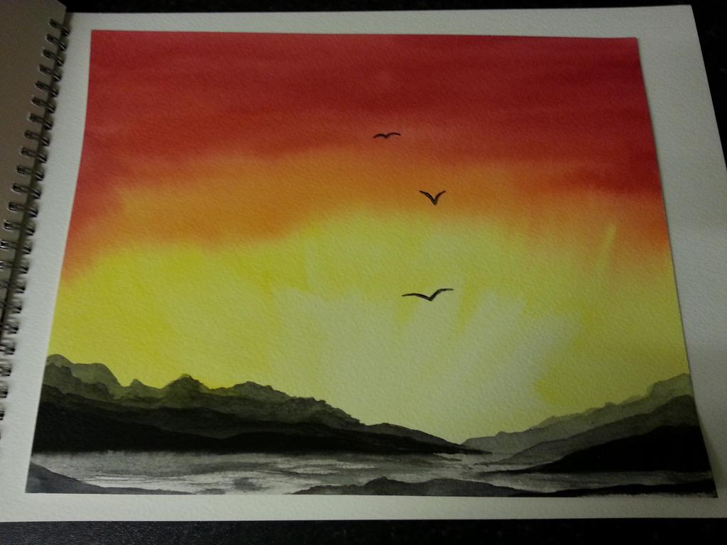 SweetestJemz's tweet photo. I love painting the Sunset! ~ no trees this time, still I love it! 😊🎨💚 http://t.co/wBXesTL39q