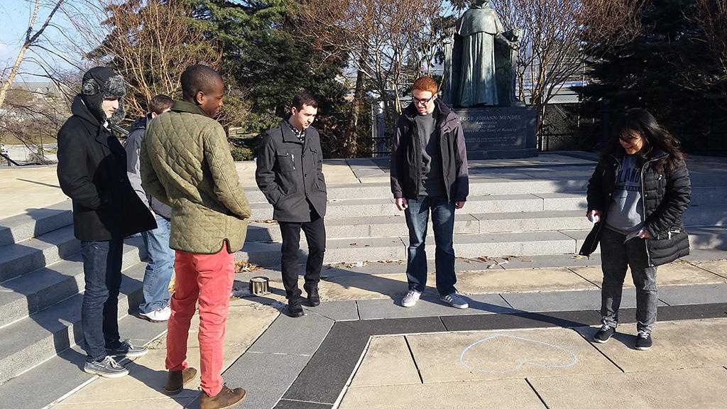 criticalplay's tweet photo. RT @edk208: #VillanovaCS-cultural assumptions of gender in game dev playing Hyper-Gendered Hopscotch by @criticalplay http://t.co/lSd8QjIiaZ