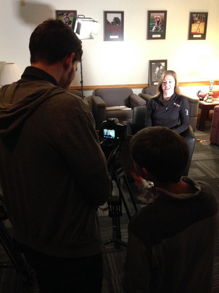 BallStateWVB's tweet photo. Talking a little #CardinalCommitment with @sabrina___11 ... #ThankYou Cardinals Fans for your support of our program. http://t.co/5pEgUVROUP