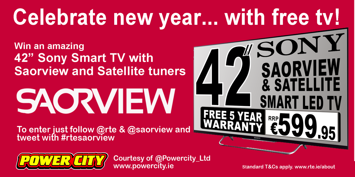SAORVIEW's tweet photo. Win a 42" Sony LED Saorview &amp; satellite Smart TV from @Powercity_ltd! FOLLOW @RTE &amp; @SAORVIEW &amp; RT #rtesaorview http://t.co/XbIvt2v5vs