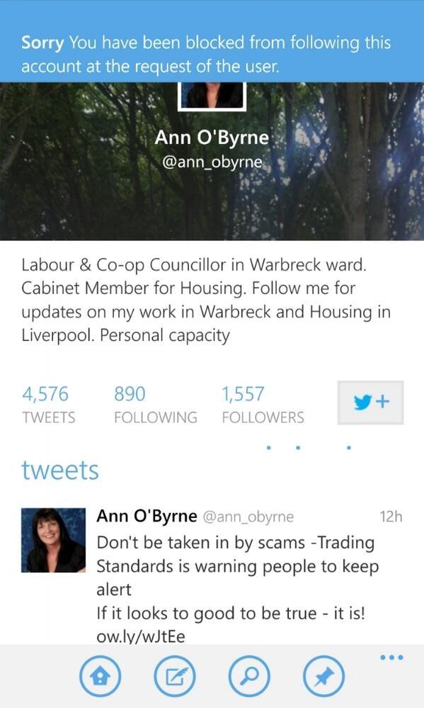 Blocked by Anne. Only asked her if that was the same for Anfeild residents who she made false promises to.