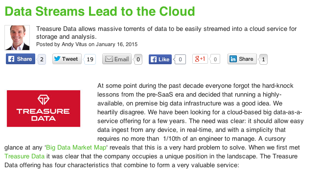 KiteVC's tweet photo. Data Streams Lead to the Cloud http://t.co/vEUvltDEl0 @avitus @TreasureData now at a Trillion uploads per month! http://t.co/QhO6Z2YtZI