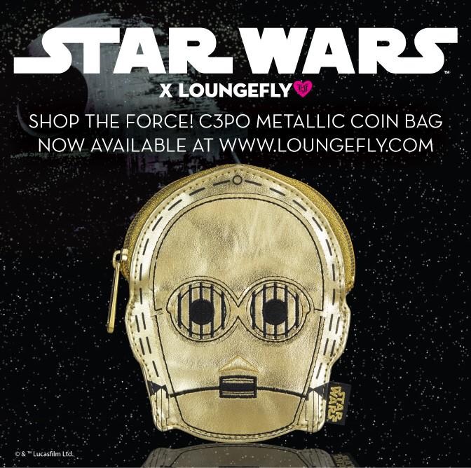 Loungefly's tweet photo. New Arrivals! #StarWars x #Loungefly #c3po coin bag now available at http://t.co/aNxRNsqMbV #shoptheforce #StayGold http://t.co/hTKxs2SIGb