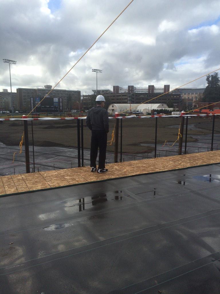 NateYeskie's tweet photo. Man of many hats overlooking some of his life's work. New area for fans &amp; clubhouse for players will be incredible! http://t.co/MpmrNWLq8A