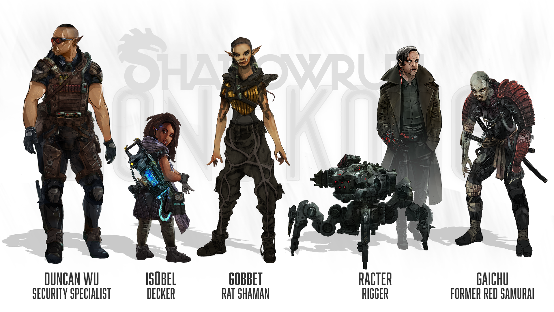 Harebrained Schemes on X: Which runner do you want on your team when you  play #Shadowrun: Hong Kong? Gobbet, Wu, is0bel, Racter or Gaichu?    / X