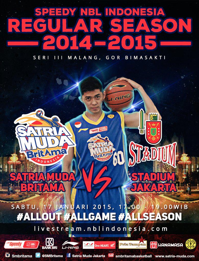 SatriaMudaIDN's tweet photo. GAMEDAY!! SMBritama vs Stadium Jakarta 5pm @ GOR Bimasakti Malang! Dont miss it guys! @SMFanaticsMLG #AllOut #AllGame http://t.co/v3PuOrkPMx