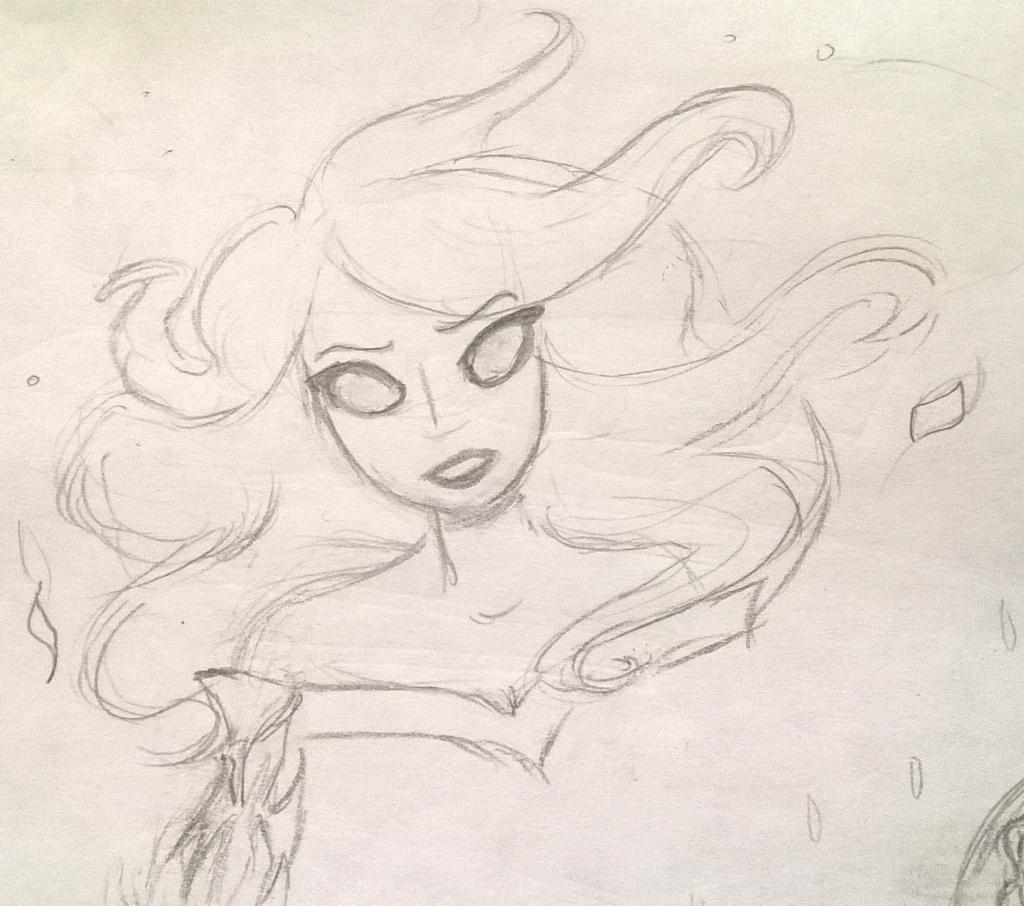 ImaginativeArt's tweet image. had an idea where 3 sisters have elements of the earth &amp;amp; 1 of them fell in ❤ w/ a human #sketches #usingimagination