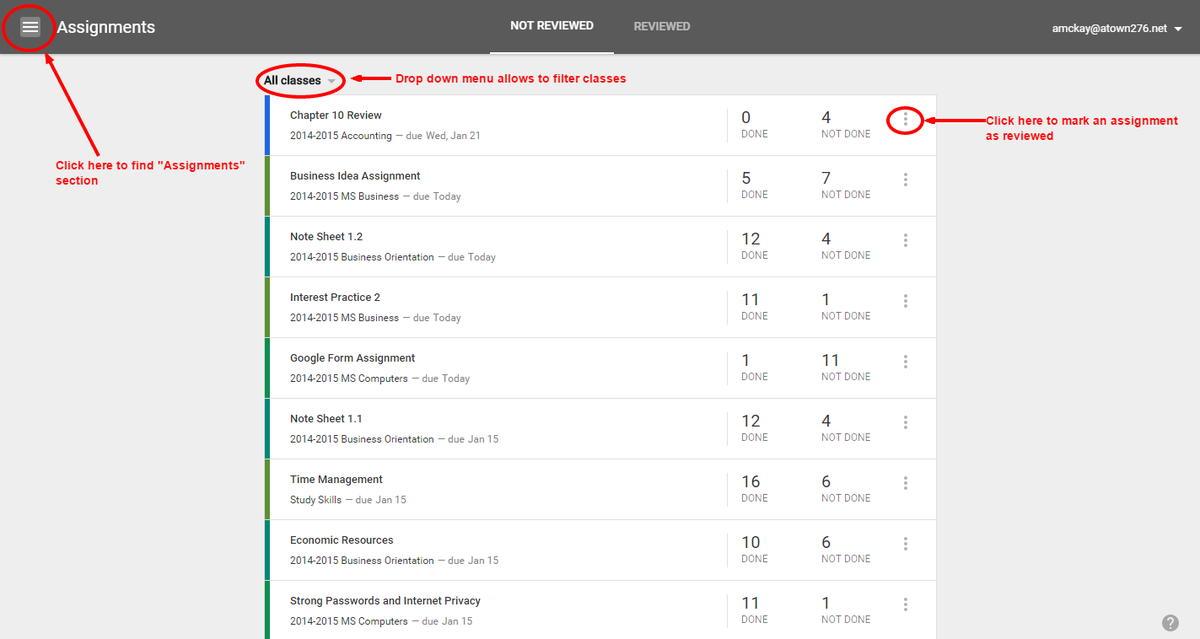 200McKay's tweet photo. New feature on Google Classroom - Assignments List helps keep better track of what's due #atowntornadoes http://t.co/cXF1d3rJSW