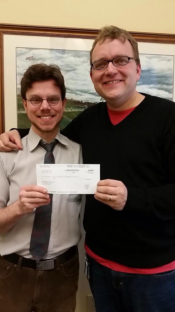 HfxMusic's tweet image. Thanks to @WayeMason for handing off the $36,000+ to the @HfxMusic today! @johnbogardus