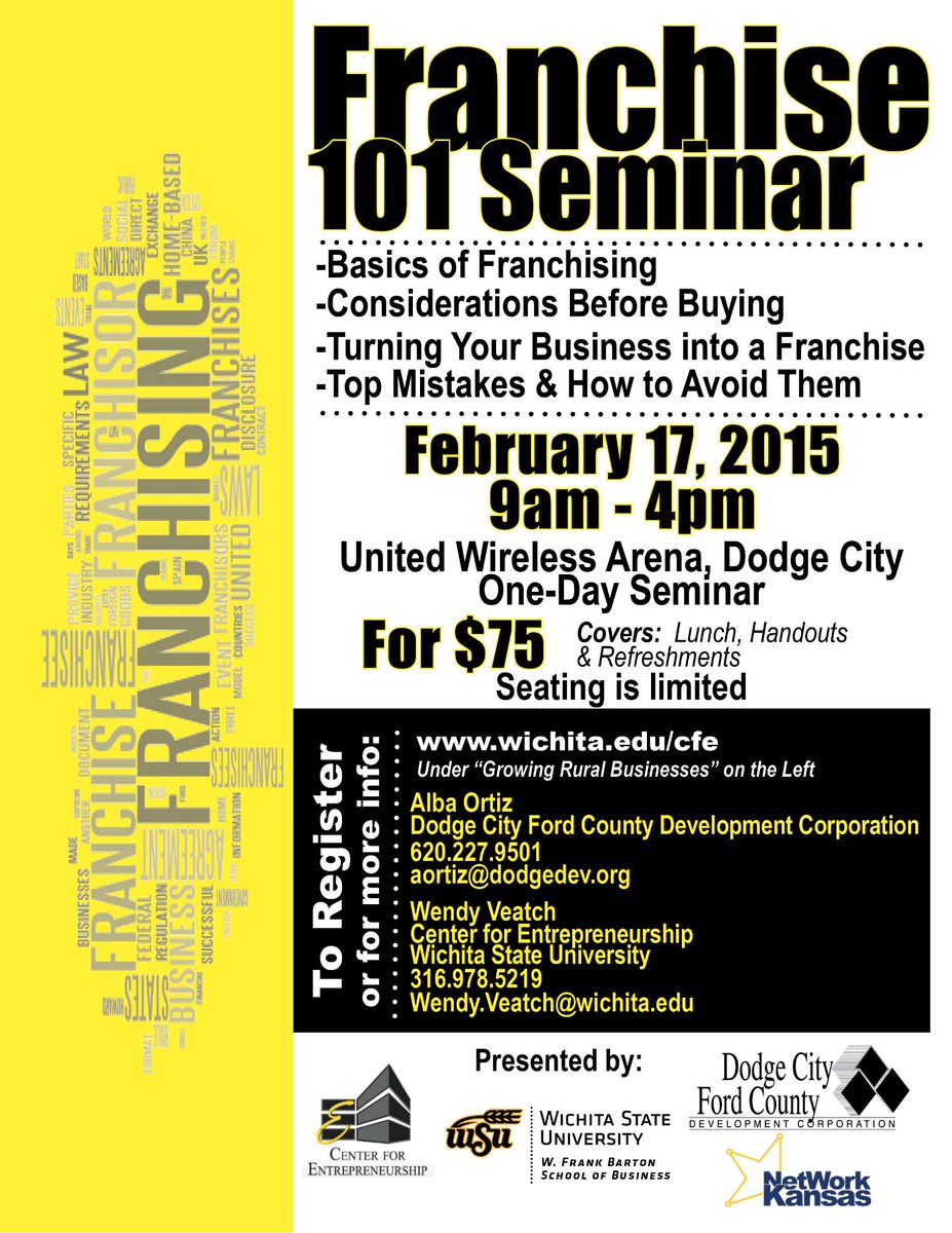 Franchise Seminar coming to Dodge City! Register now at: owl.li/HgynL