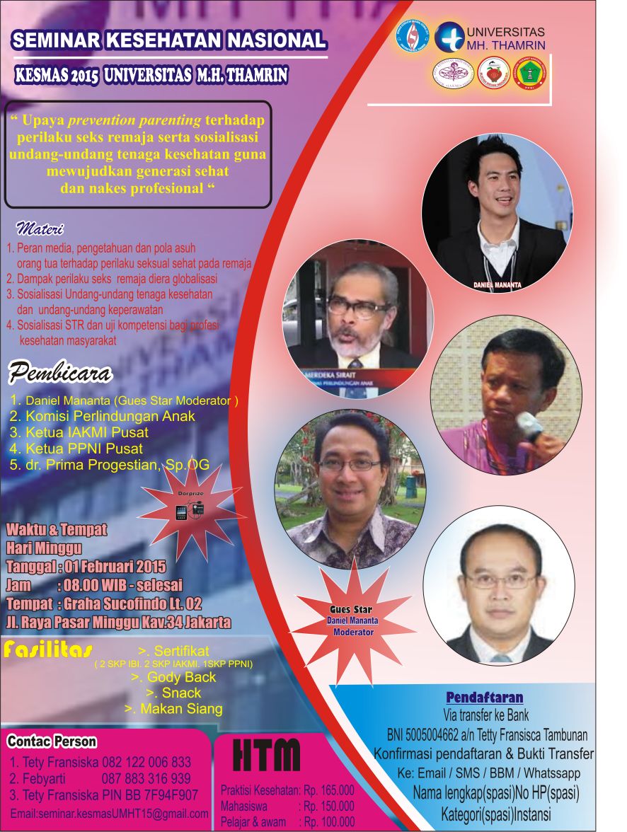 SeminarUMHT's tweet photo. @KampusUpdate Seminar Kesehatan Nasional Kesmas on Feb 1st 2015 | 8am-2pm | @SeminarUMHT | 150K (6 SKP) |come join us http://t.co/LTmaKSiCSH