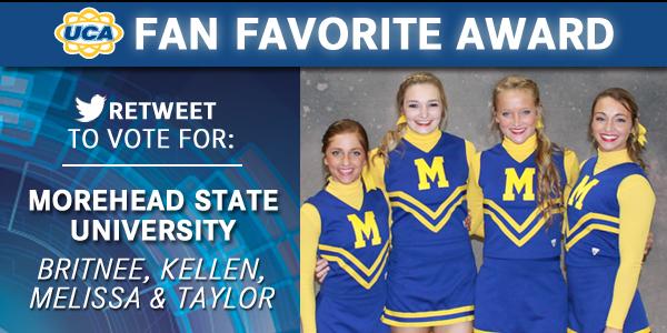 UCAupdates's tweet photo. RT to vote NOW for Britnee, Kellen, Melissa &amp; Taylor! #UCAnationals http://t.co/SgYw5DD4zb