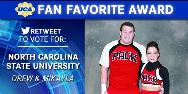 UCAupdates's tweet photo. RT to vote NOW for Drew &amp; Mikayla! #UCAnationals http://t.co/hwIJU9YjtR