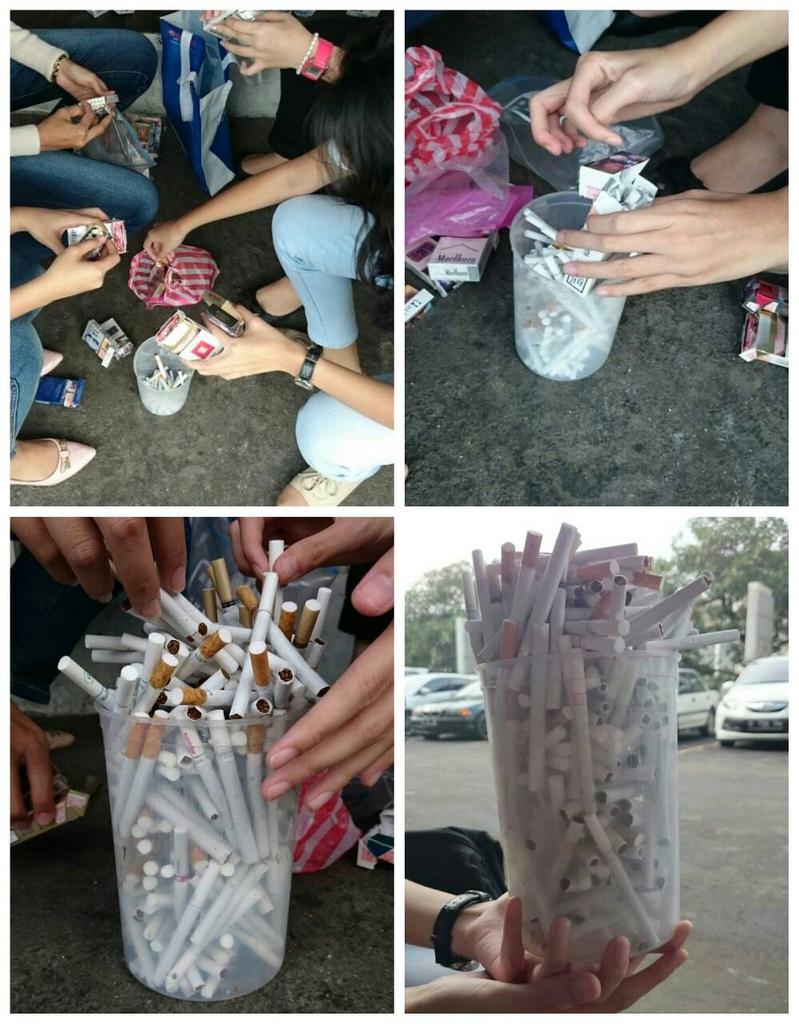 h4yu_Lmen's tweet photo. Hai anak muda, ini adalah rokok yg berhasil kami kumpulkan slm 2 bln. Total rokok yg tlh terkumpul sebnyk 303 batang http://t.co/VRbL1xY9bY