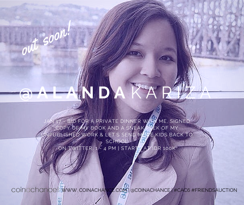 Mulainya jam 1 ya RT <a href="/coinachance/">coinachance</a>: Look who's on #FriendsAuction today :) Ready to make your bid? #CAC6 <a href="/alandakariza/">Alanda Kariza</a>