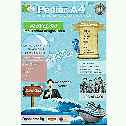 Yukk teman teman merapat di SMAN 4 BEKASI,nton acara PESIAR A4 yg sdang berlangsung nihh,gradasinya sdang tmpil lohh.
