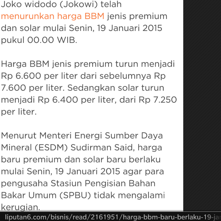 INDONESIAinLOVE's tweet photo. Besok BBM Turun, Ini Alasannya turun di tgl 19 Januari ? http://t.co/CKBOIuirzX