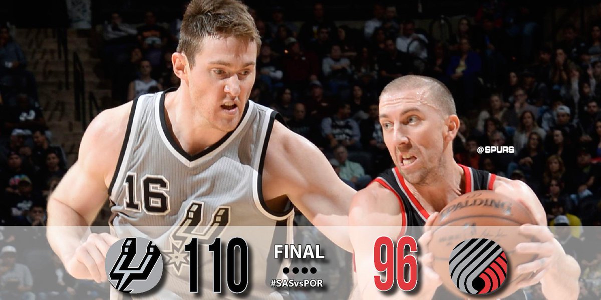 spurs's tweet photo. That'll do it... SPURS WIN! 110-96 over Portland. http://t.co/IVuhpgUlAB