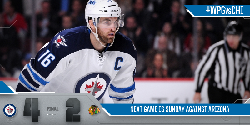 NHLJets's tweet photo. The #NHLJets win 4-2 over Chicago! http://t.co/fOsUL0KV75