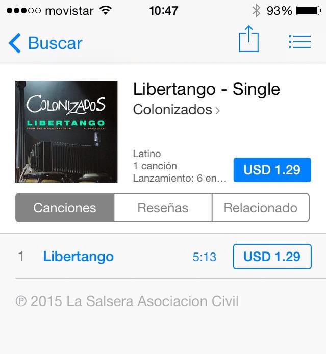 LASALSERACOM's tweet photo. Colonizados TangoSon en iTunes. No te lo pierdas. http://t.co/5SSxLkEZ9f