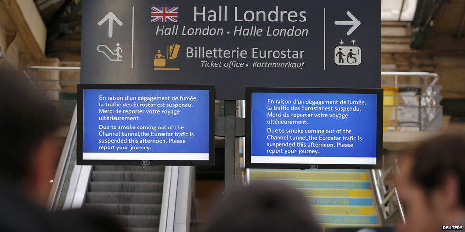 BBCBreaking's tweet image. 26 #Eurostar trains cancelled after #ChannelTunnel shut - latest updates bbc.in/1CjMmsR