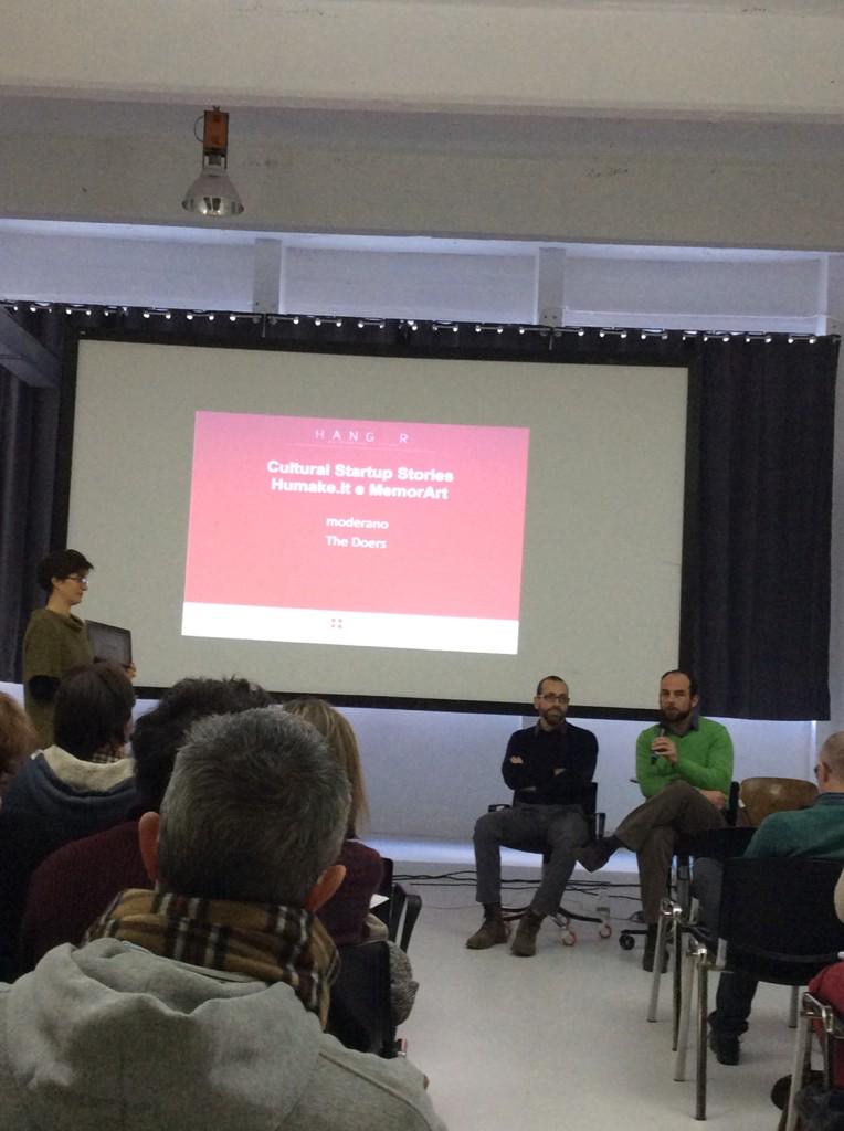 SIMO2's tweet photo. #memorArt e #humake.it 2 nuove idee e #startup a @tlbxcoworking @HangarPiemonte http://t.co/UTQgEorxvC