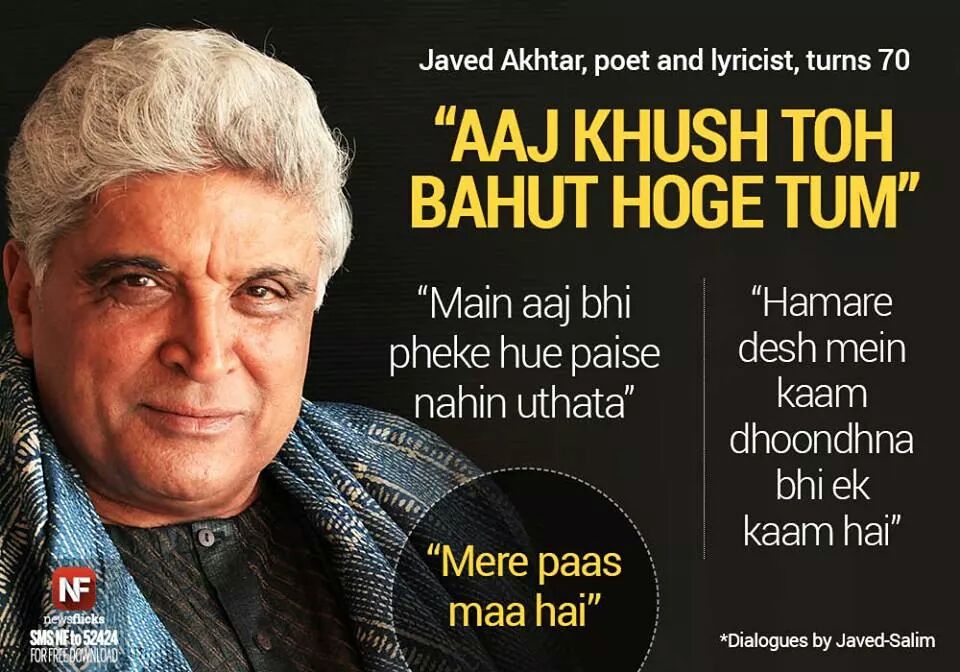  Happy Birthday Javed Akhtar Saab. Hats off to U Love u Lot. Hv long healthy Life great 