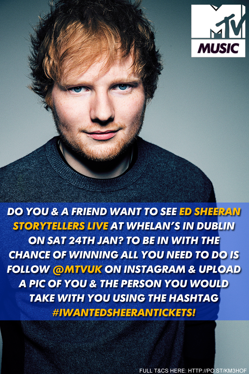 MTVUK's tweet photo. We're giving away tickets to @edsheeran Storytellers Live in Dublin: http://t.co/DbxS6gj5or #IWantEdSheeranTickets http://t.co/Y8QBe3NrZ4