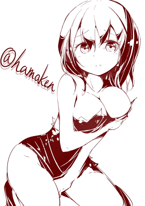 中破な羽黒ちゃん。#艦これ版深夜の真剣お絵描き60分一本勝負 