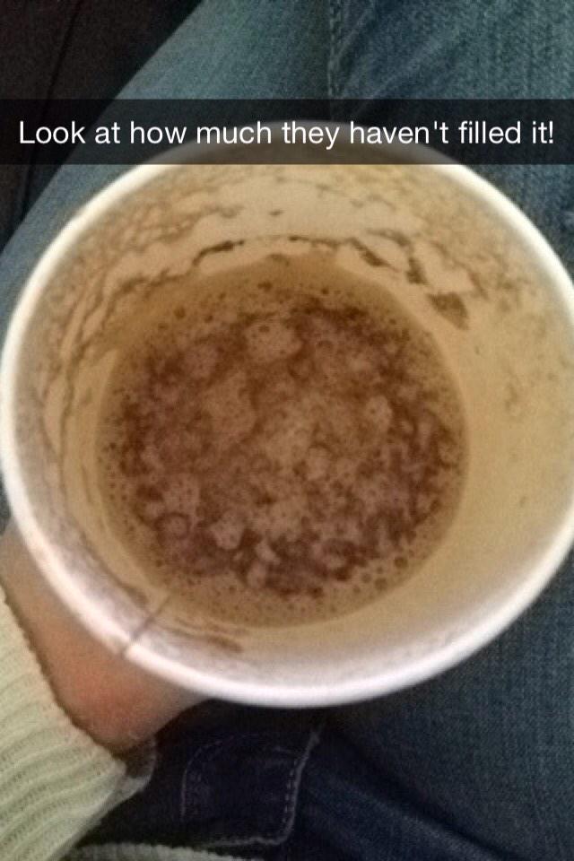 AlexRoseOx's tweet photo. Love it when i buy a coffee only to find my cup not even half full &amp; burnt. Thanks @CostaCoffee just what I ordered 👍 http://t.co/uWC2IEOa8M