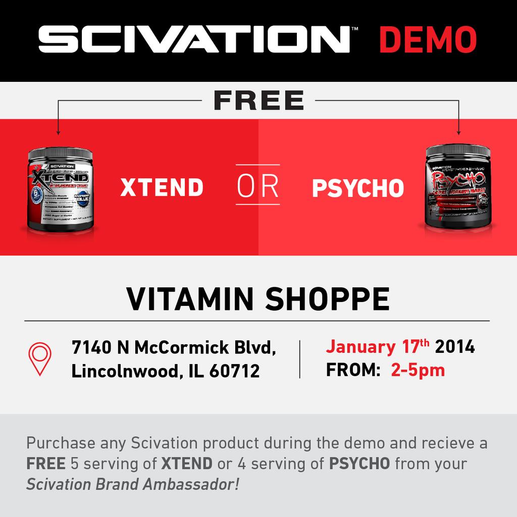 EvofitMike's tweet photo. Stop by  Vitamin Shoppe Lincolnwood this afternoon from 2-5pm and get your Xtend fix. Free gear with every purchase. http://t.co/YIOaCVL0po