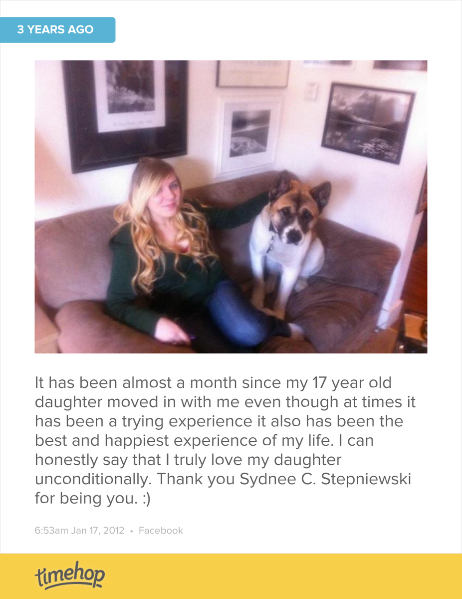 Keithstep's tweet photo. posted 3 yrs ago and she will be 21 this year. Love you bunches Sydney. http://t.co/SxJQ6NkoHS http://t.co/MnovNghq6c