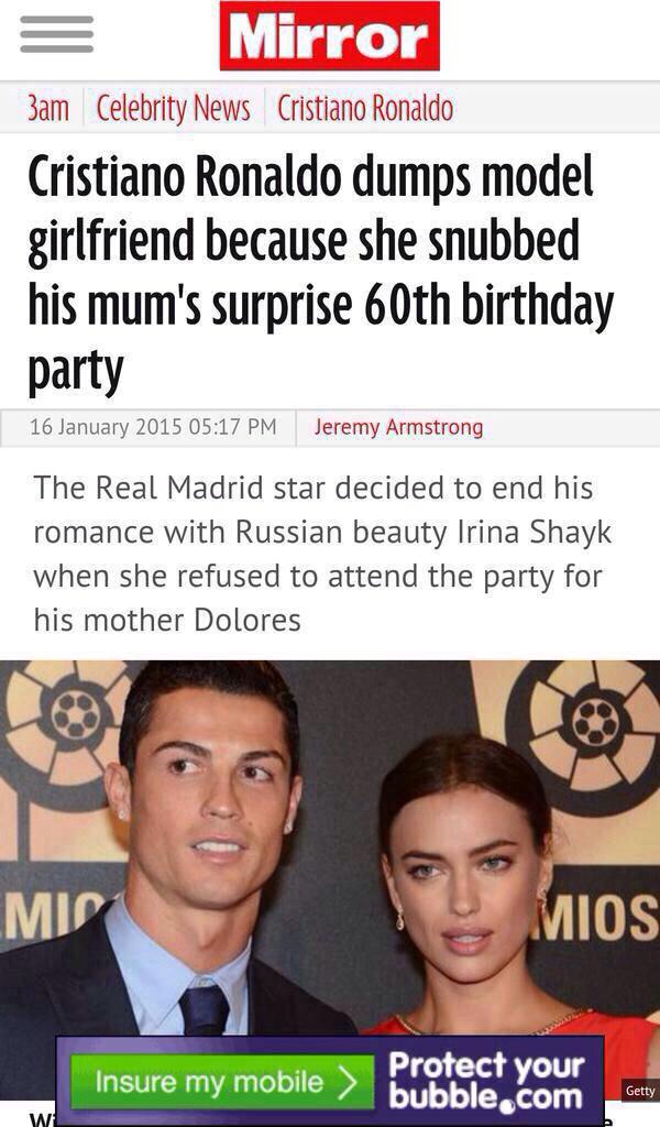 MiggiTheJeweler's tweet photo. Cristiano Ronaldo real AF for this! 👌
#MomsAlwaysFirst #MamasBoy http://t.co/lVJoEU7Hil