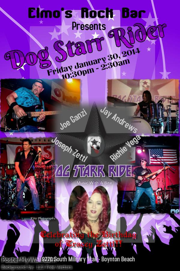 DogStarrRider's tweet photo. Mark your calendars for @DogStarrRider first gig of the year. Performing at Elmo's with a special B'day Celebration http://t.co/vvERyPA9GT