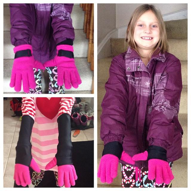 L loves that her new <a href="/mittgrips/">MittGrips</a> will keep the snow out of her sleeves! #MittGrips