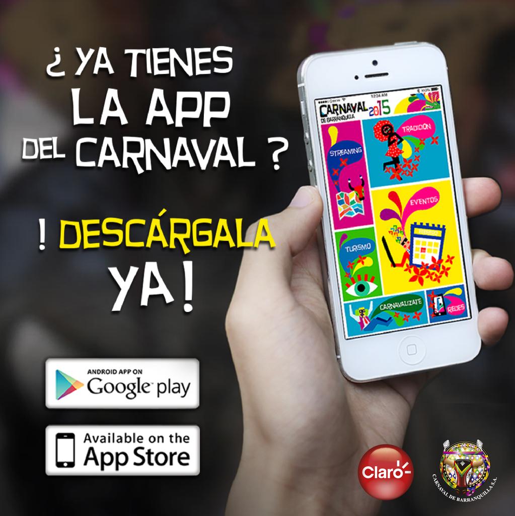 Carnaval_SA's tweet photo. Descarga ya la app oficial del Carnaval de Barranquilla 2015 disponible para iPhone y Android #Bando2015 http://t.co/n85XEr3bM2