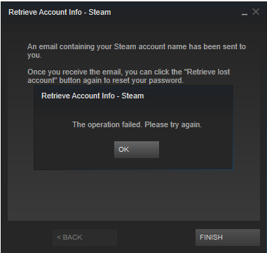 LagDaddy's tweet photo. @Steam_Support I'm having problems retrieving my son's account name. Tried on two computers in the house, same error. http://t.co/69Wl7kWqWg