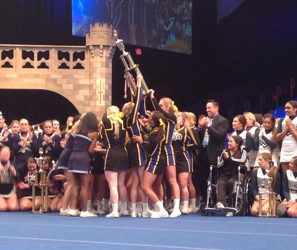 UCAupdates's tweet photo. A big congratulations to our Division I All Girl national champions the Eagles from @MSUCHEER !! #UCAnationals http://t.co/dlnbikR2C7