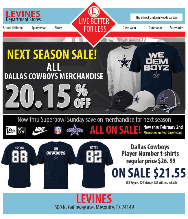 LevinesDS's tweet image. Complete the process and make a savings move to score @dallascowboys merchandise ON SALE 20.15% off!