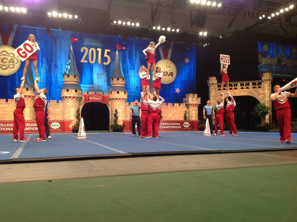 UCAupdates's tweet photo. Great routine @SpiritSquadsUA ! Woo Pig Sooie! #UCAnationals http://t.co/DvqBYA0LMJ