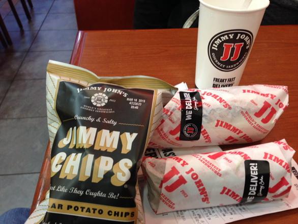 david1bloom's tweet photo. @jimmyjohns the Before picture .....gargantuan, chips, pickle and drink. http://t.co/XDsbhCsF3l