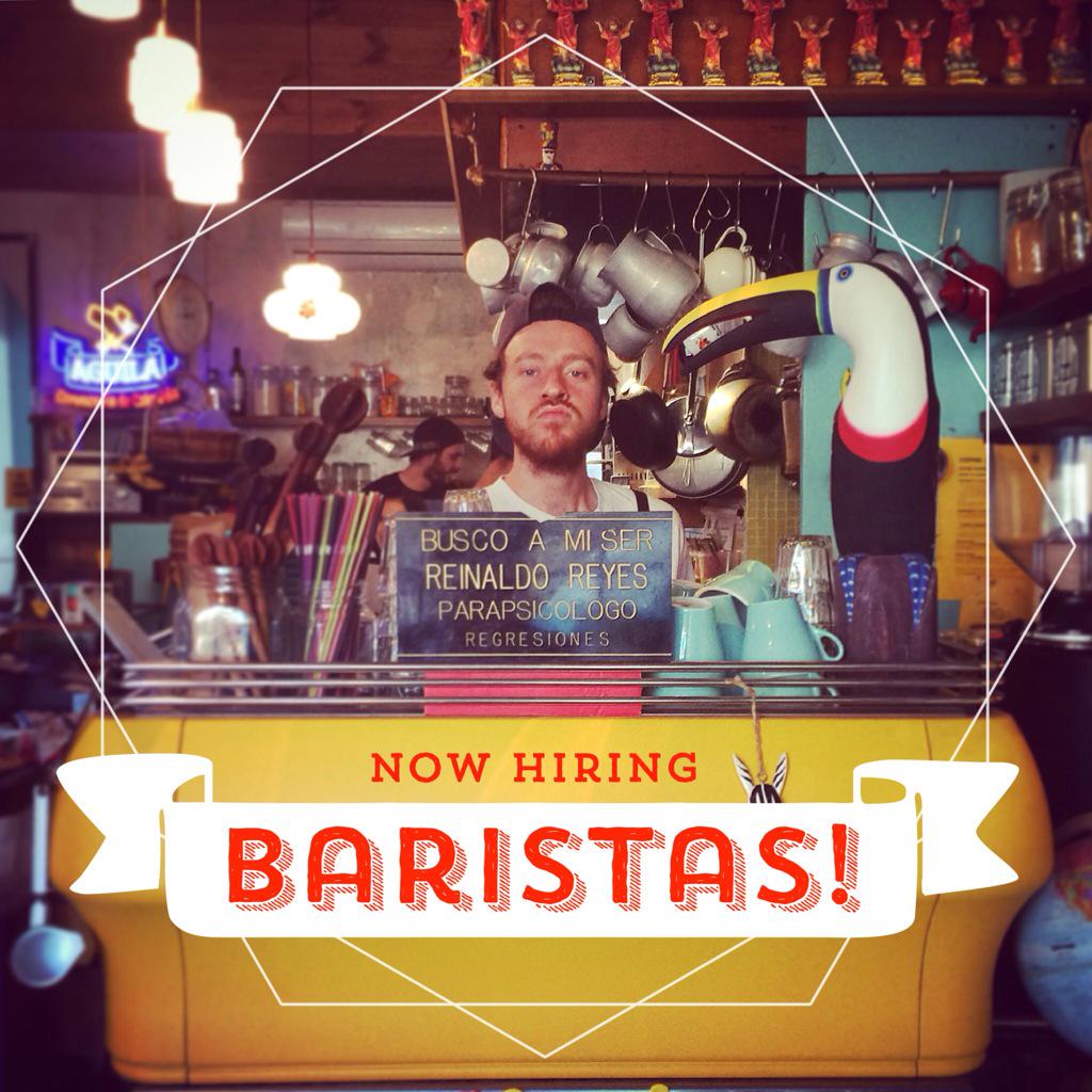 sonido69's tweet photo. Now hiring! We're looking for two baristas. 3 to 4 days p/w. More info at http://t.co/kYNjafGeSf http://t.co/1YOZQeuRfL